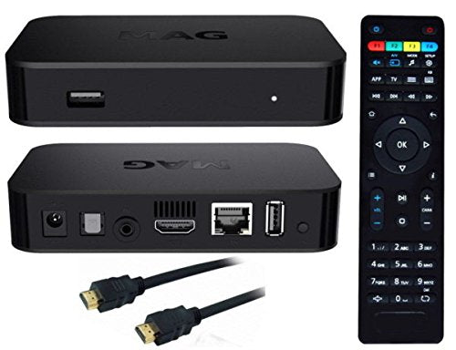 MAG 322 W1 IPTV Box + en WiFi intégré + câble HDMI + Original MAG télécommande + adaptateur secteur (Programmation & Livraison Incluses)