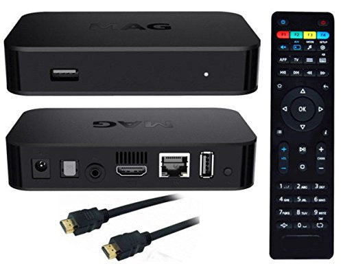 MAG 322 W1 IPTV Box + en WiFi intégré + câble HDMI + Original MAG télécommande + adaptateur secteur (Programmation & Livraison Incluses)