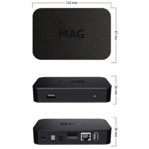 MAG 322 W1 IPTV Box + en WiFi intégré + câble HDMI + Original MAG télécommande + adaptateur secteur (Programmation & Livraison Incluses)